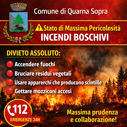 Dichiarazione dello Stato di Massima Pericolosità per Incendi Boschivi